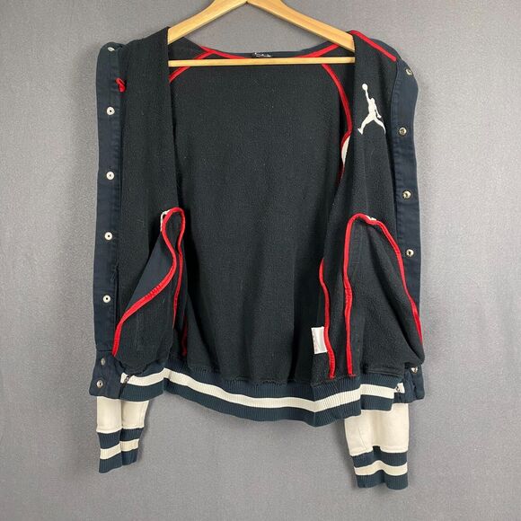 Nike Air Jordan Varsity Hoodie Sweatshirt Mens S Blue White Zip Snap Button Up - Picture 7 of 16